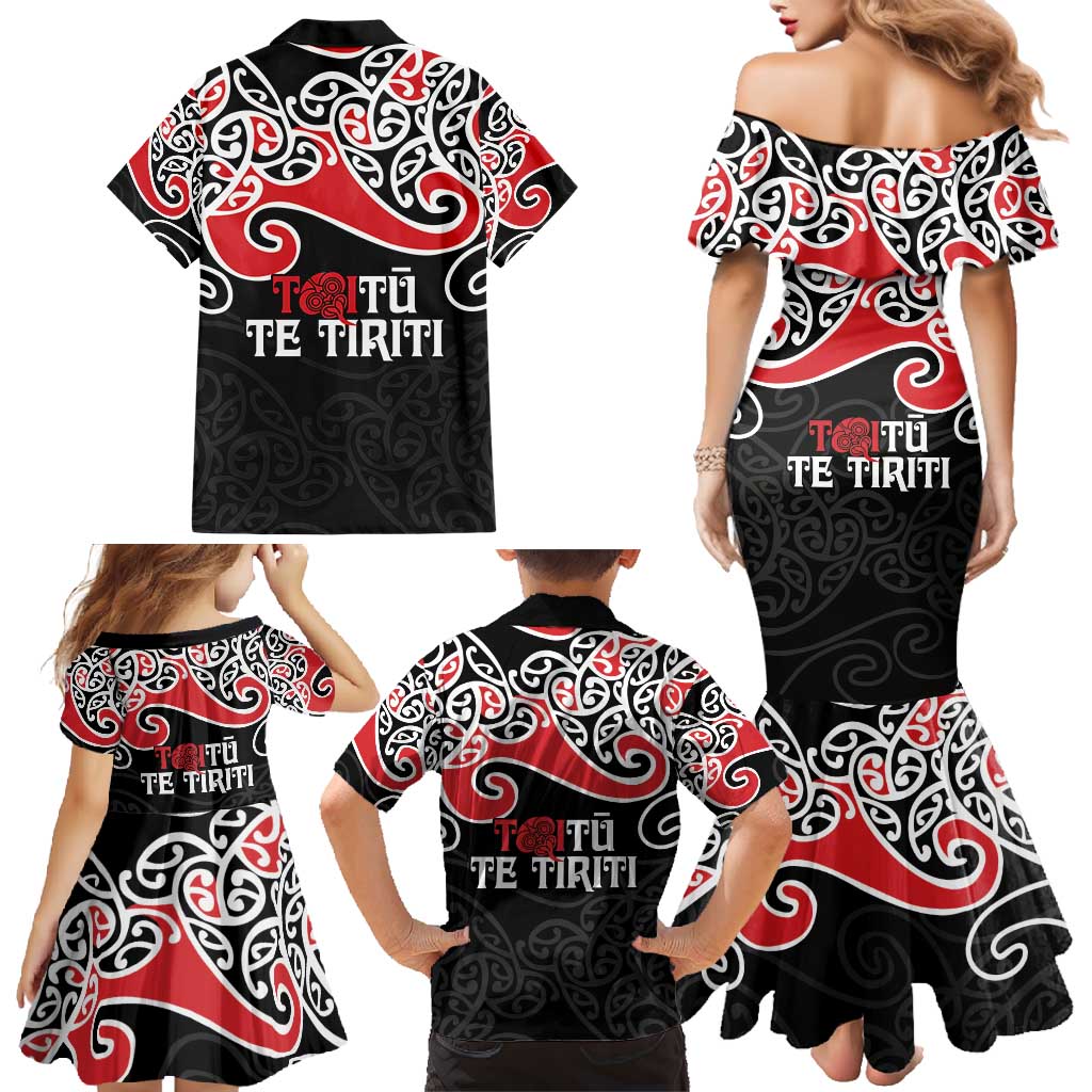 Aotearoa Toitu Te Tiriti Family Matching Mermaid Dress and Hawaiian Shirt New Zealand Stand Together Stand Stronger