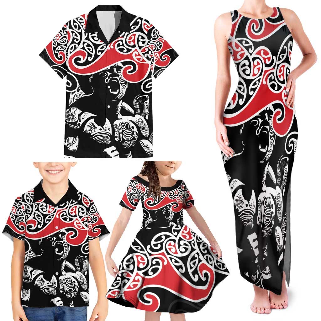 Aotearoa Toitu Te Tiriti Family Matching Tank Maxi Dress and Hawaiian Shirt New Zealand Stand Together Stand Stronger