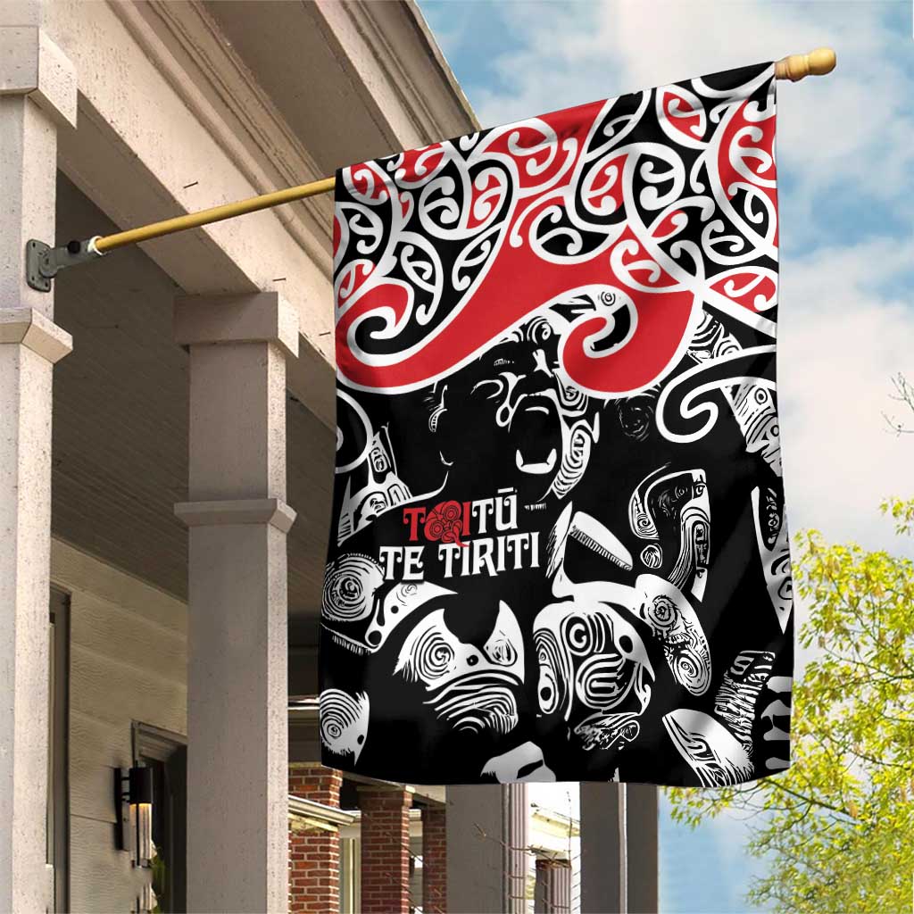 Aotearoa Toitu Te Tiriti Garden Flag New Zealand Stand Together Stand Stronger - Vibe Hoodie Shop