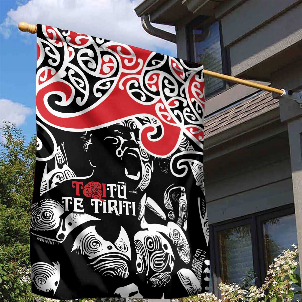 Aotearoa Toitu Te Tiriti Garden Flag New Zealand Stand Together Stand Stronger - Vibe Hoodie Shop