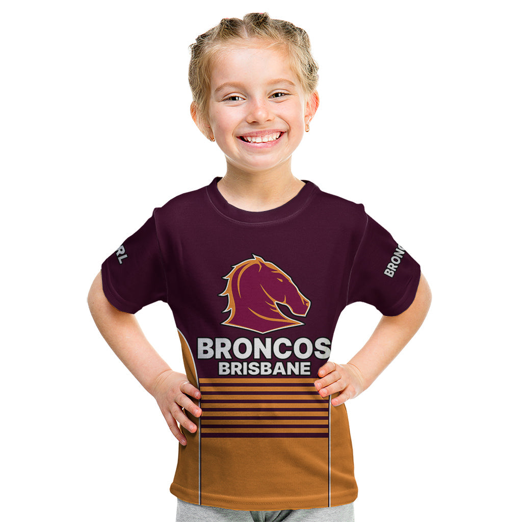 (Custom Text And Number) 2023 Brisbane Broncos NRL Kid T Shirt No3 - Vibe Hoodie Shop