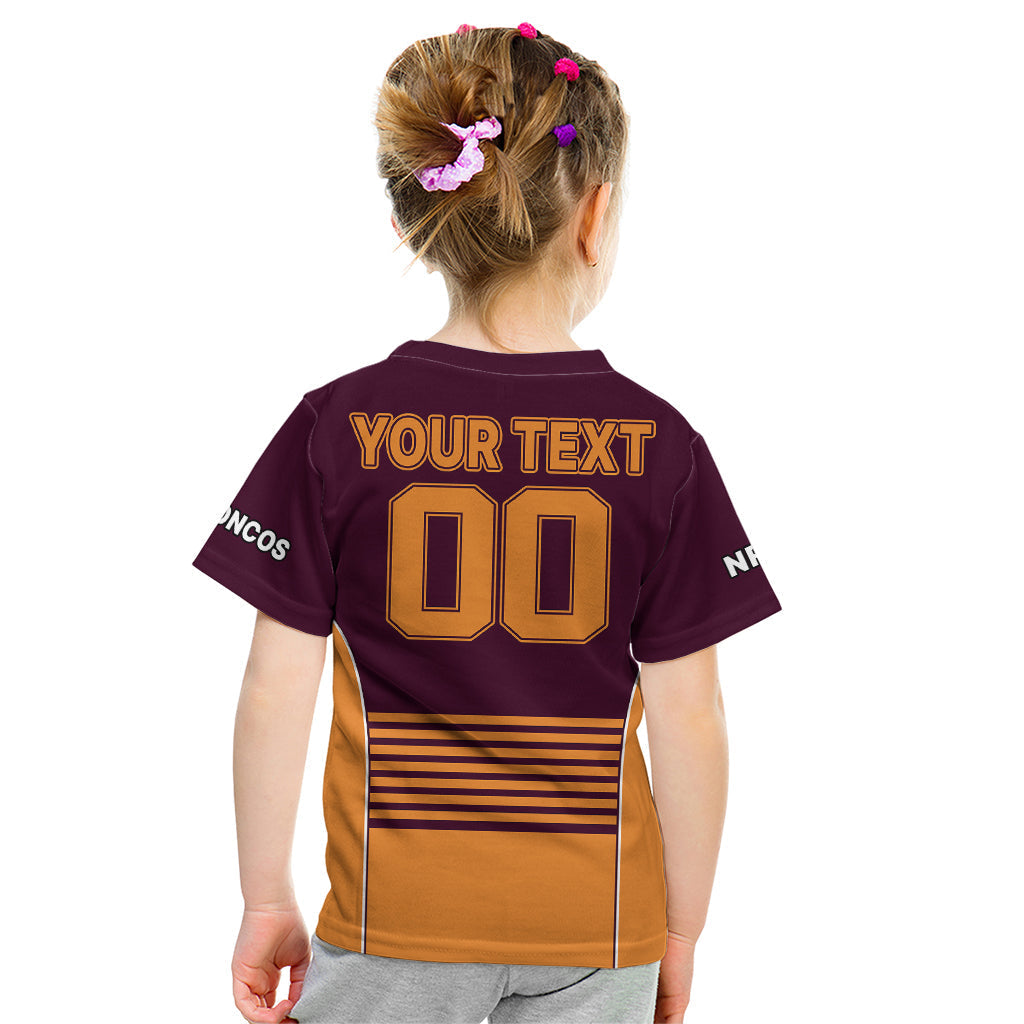 (Custom Text And Number) 2023 Brisbane Broncos NRL Kid T Shirt No3 - Vibe Hoodie Shop