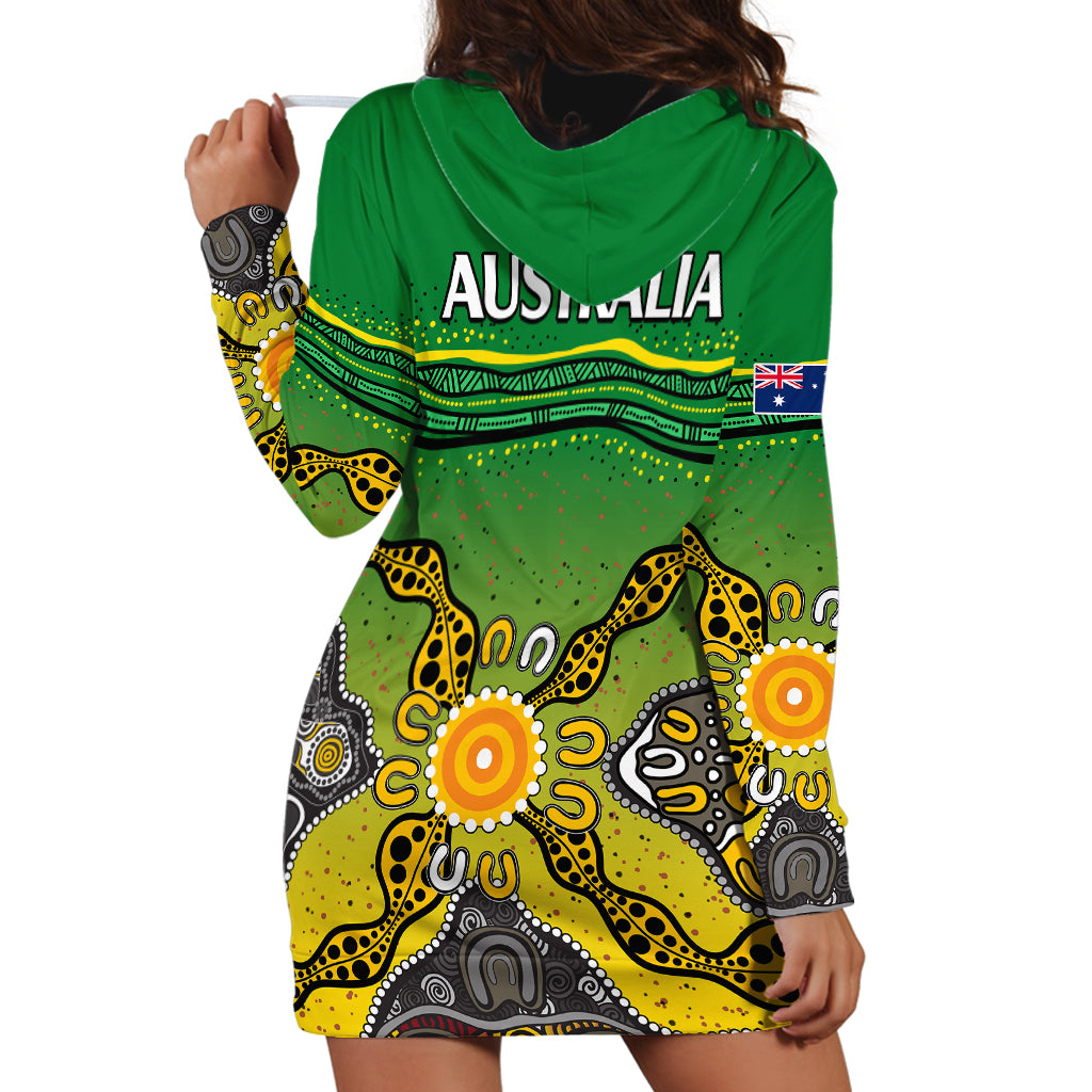 Australia Cricket Hoodie Dress Aboriginal Dots Style - Vibe Hoodie Shop