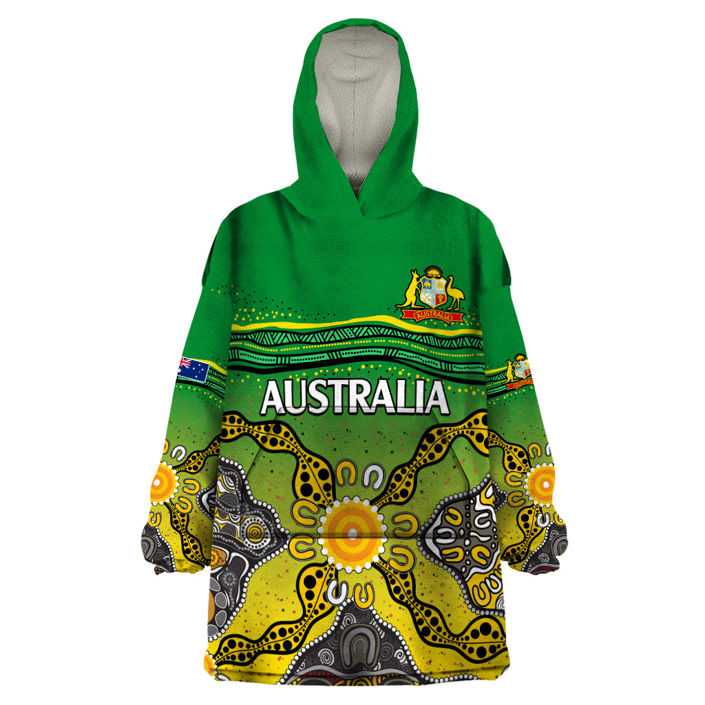 Australia Cricket Wearable Blanket Hoodie Aboriginal Dots Style - Vibe Hoodie Shop