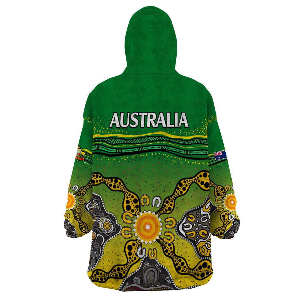 Australia Cricket Wearable Blanket Hoodie Aboriginal Dots Style - Vibe Hoodie Shop