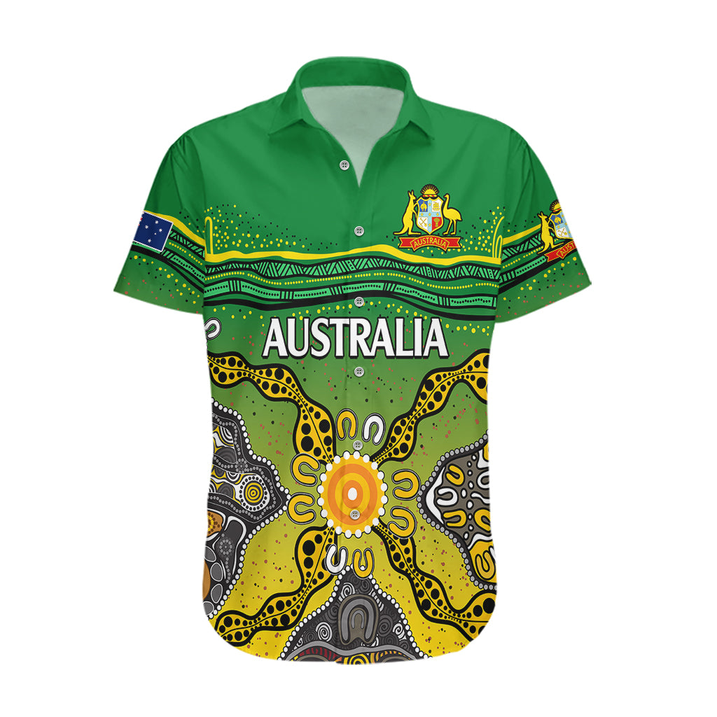 (Custom Text And Number) Australia Cricket Hawaiian Shirt Aboriginal Dots Style - Vibe Hoodie Shop