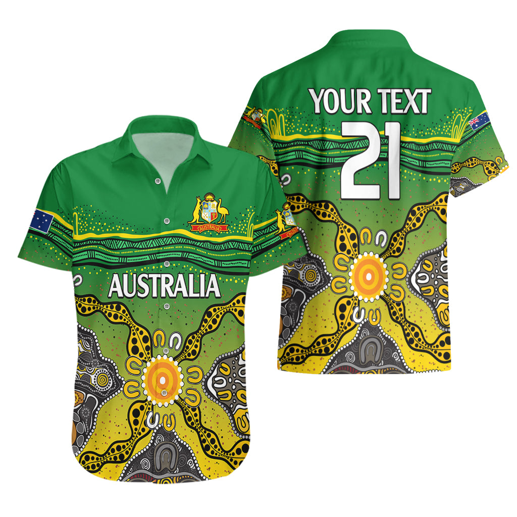 (Custom Text And Number) Australia Cricket Hawaiian Shirt Aboriginal Dots Style - Vibe Hoodie Shop