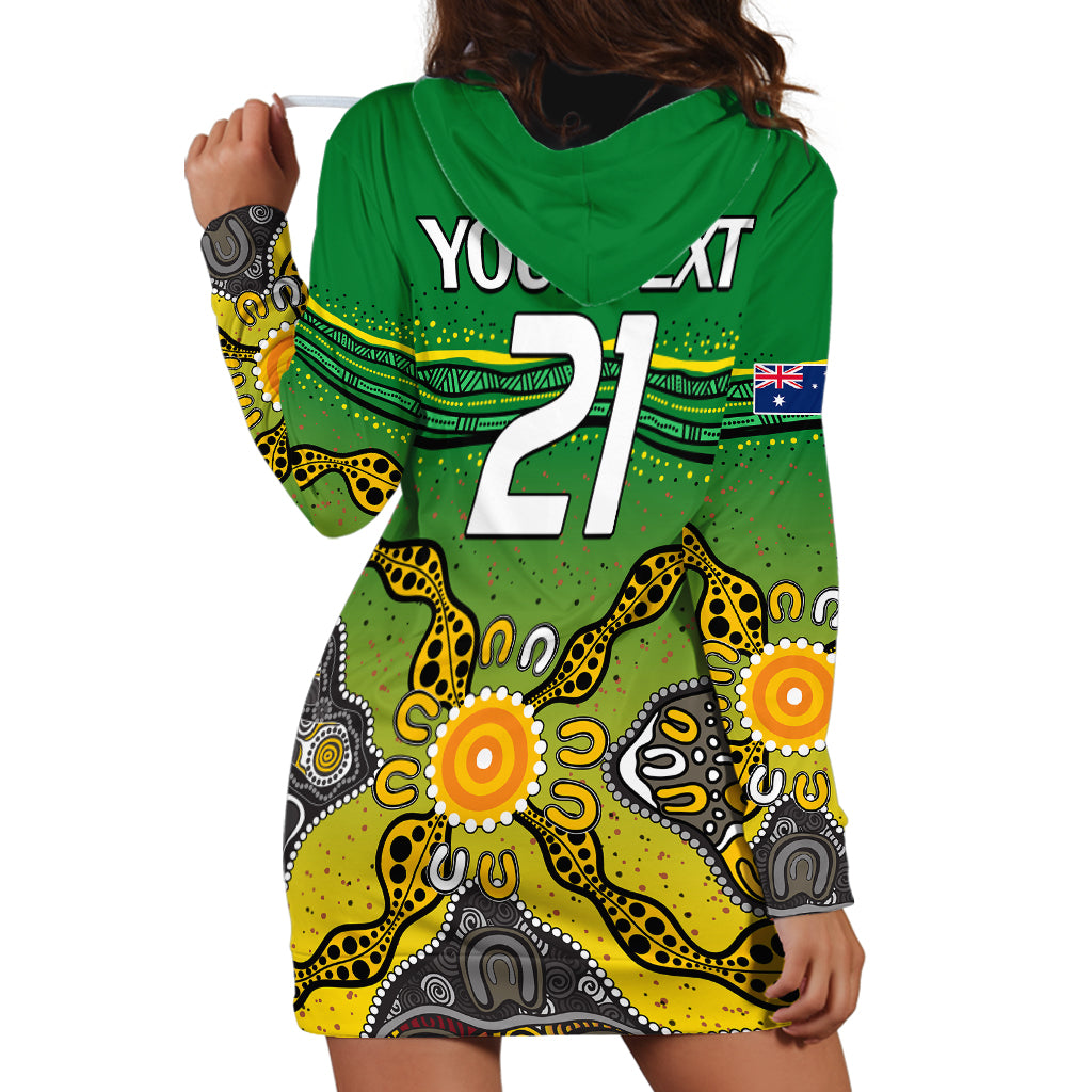 (Custom Text And Number) Australia Cricket Hoodie Dress Aboriginal Dots Style - Vibe Hoodie Shop