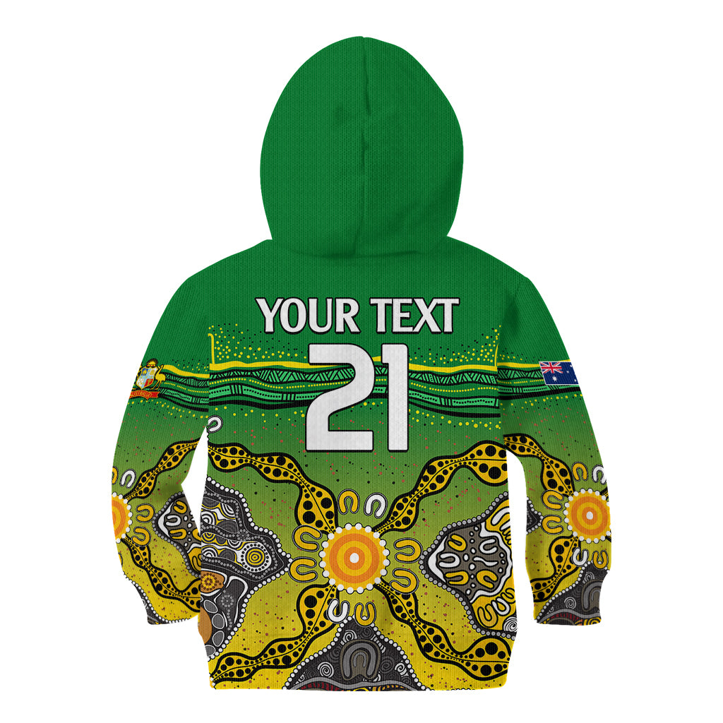 (Custom Text And Number) Australia Cricket Kid Hoodie Aboriginal Dots Style - Vibe Hoodie Shop