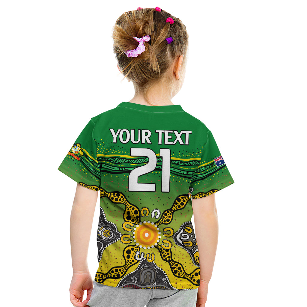 (Custom Text And Number) Australia Cricket Kid T Shirt Aboriginal Dots Style - Vibe Hoodie Shop