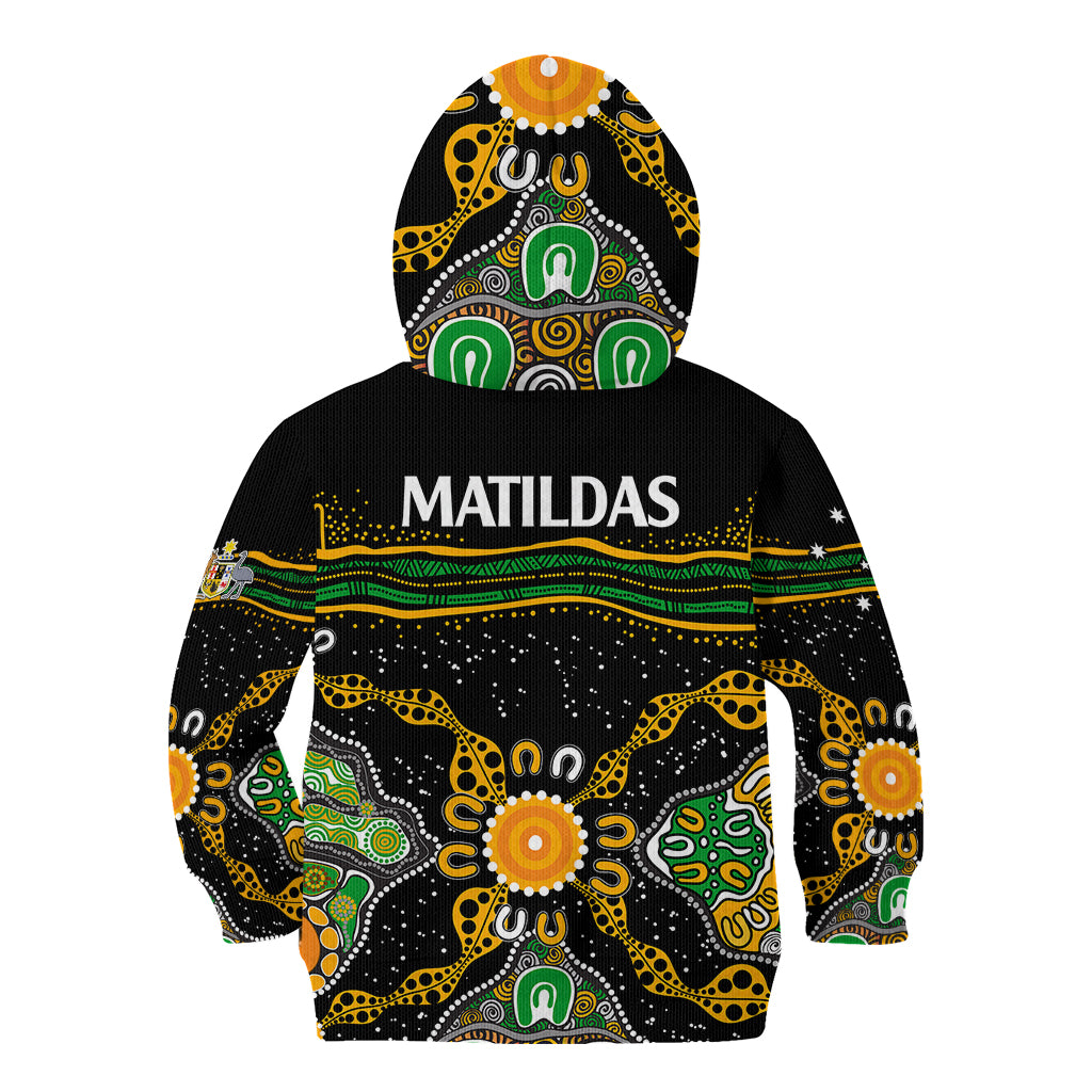 Matildas Australia Soccer Kid Hoodie Aboriginal Dots Style - Vibe Hoodie Shop