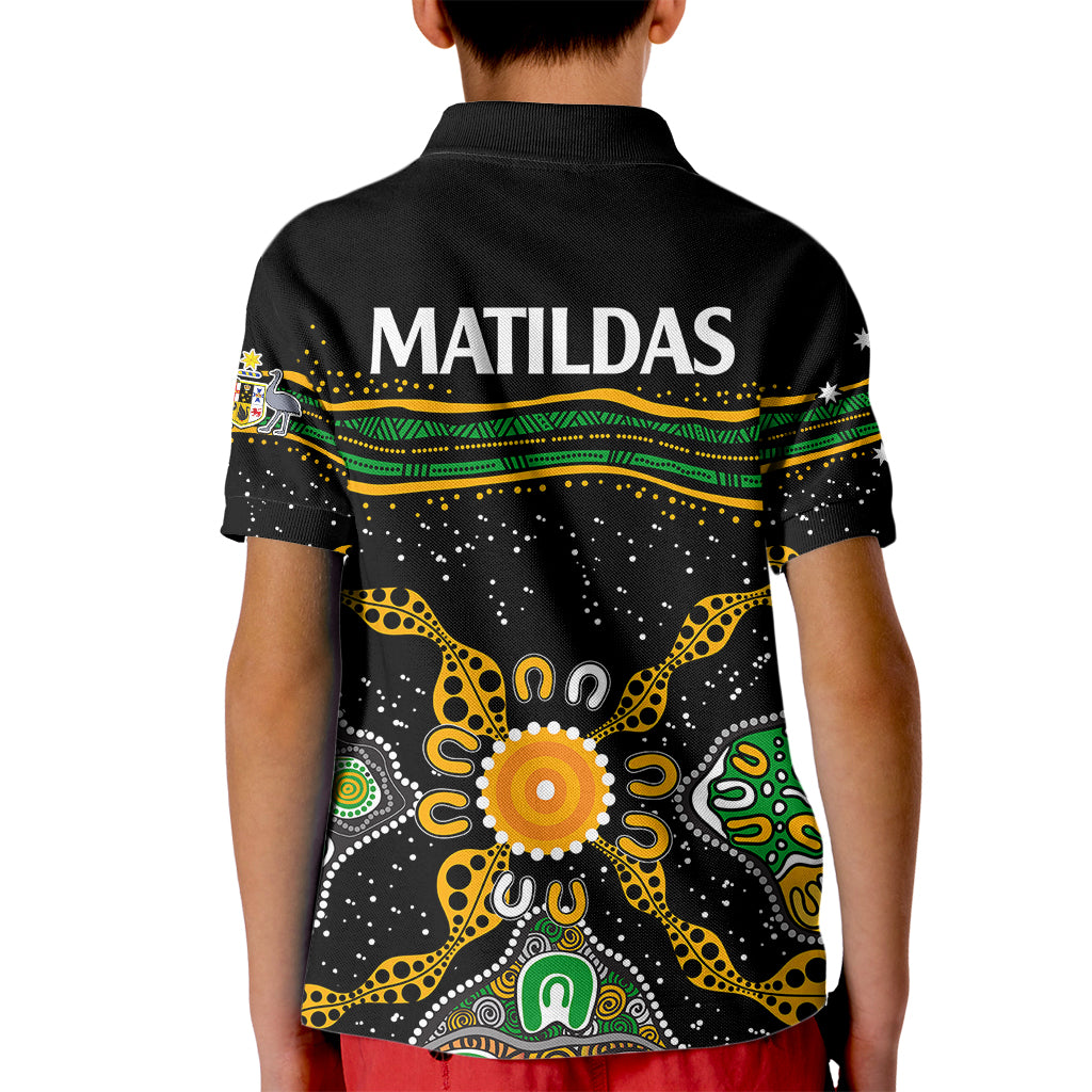 Matildas Australia Soccer Kid Polo Shirt Aboriginal Dots Style - Vibe Hoodie Shop