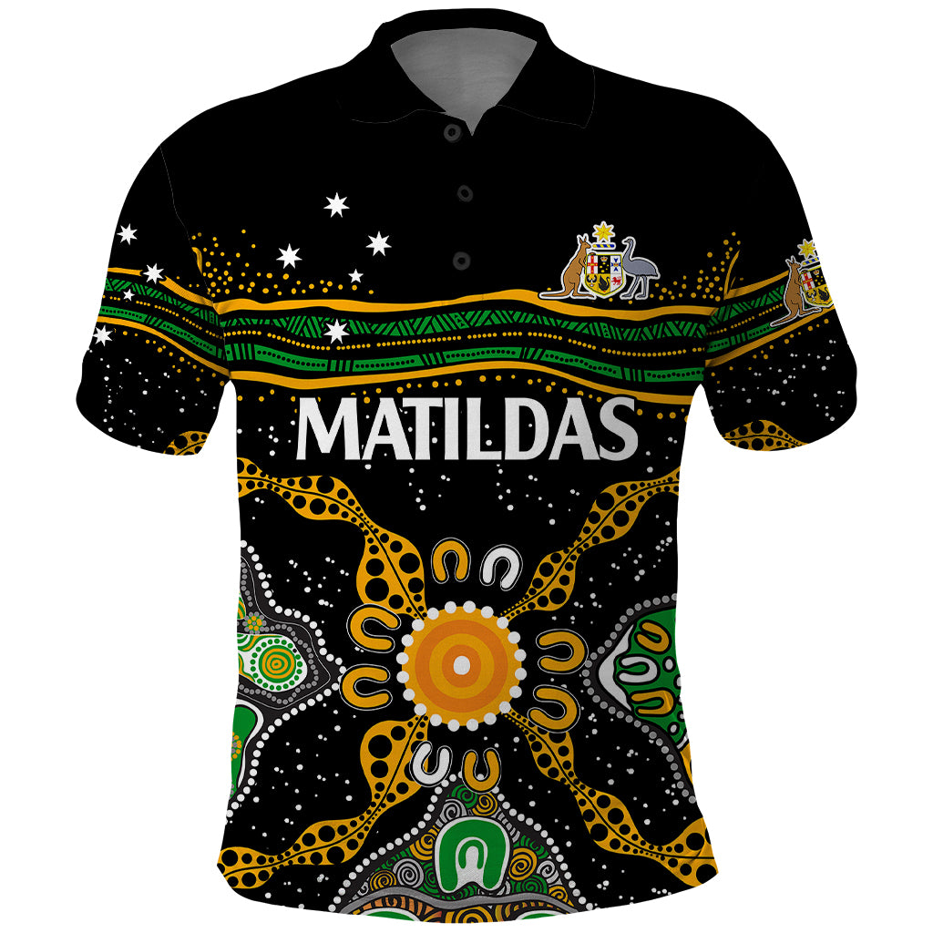 Matildas Australia Soccer Polo Shirt Aboriginal Dots Style LT9 - Vibe Hoodie Shop