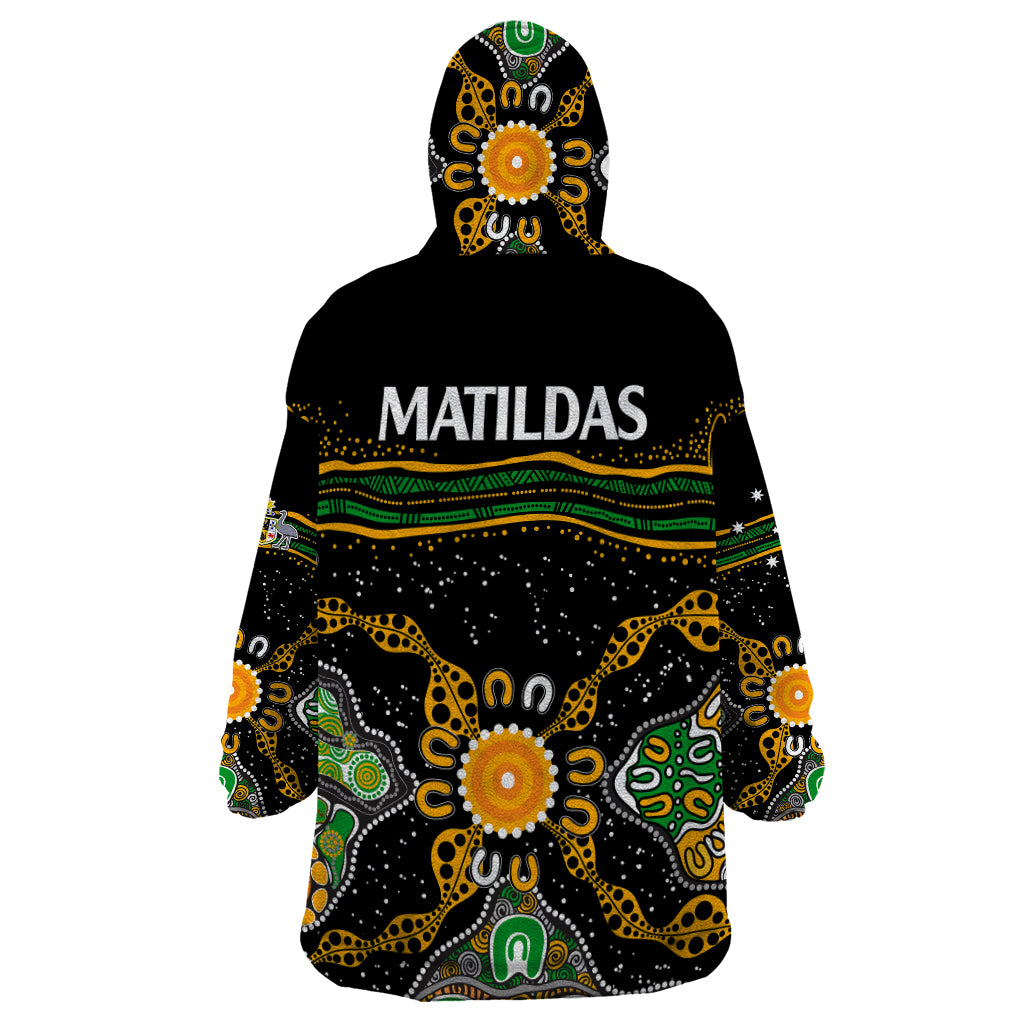 Matildas Australia Soccer Wearable Blanket Hoodie Aboriginal Dots Style - Vibe Hoodie Shop