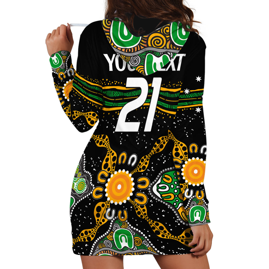 (Custom Text And Number) Matildas Australia Soccer Hoodie Dress Aboriginal Dots Style - Vibe Hoodie Shop