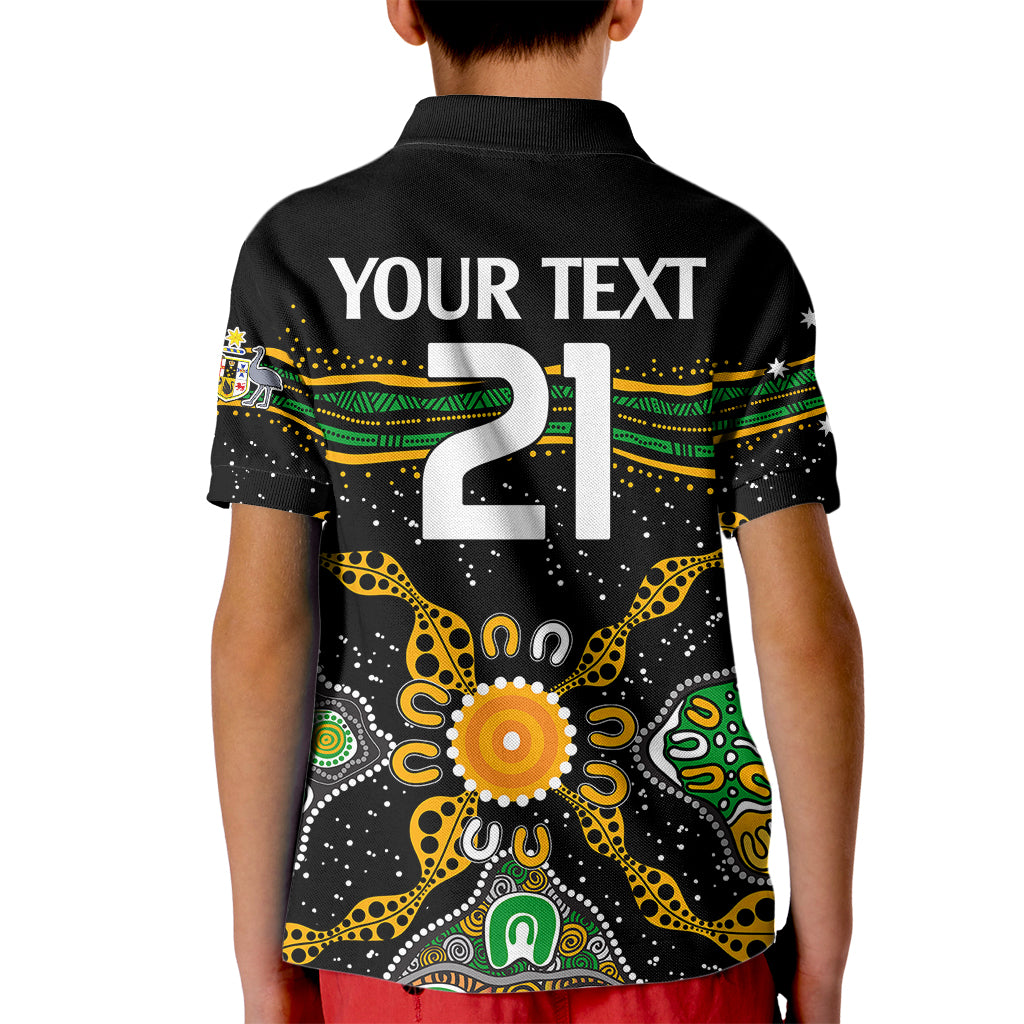 (Custom Text And Number) Matildas Australia Soccer Kid Polo Shirt Aboriginal Dots Style - Vibe Hoodie Shop