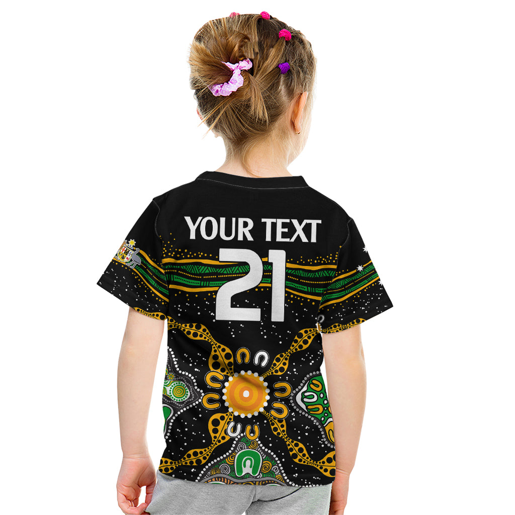 (Custom Text And Number) Matildas Australia Soccer Kid T Shirt Aboriginal Dots Style - Vibe Hoodie Shop