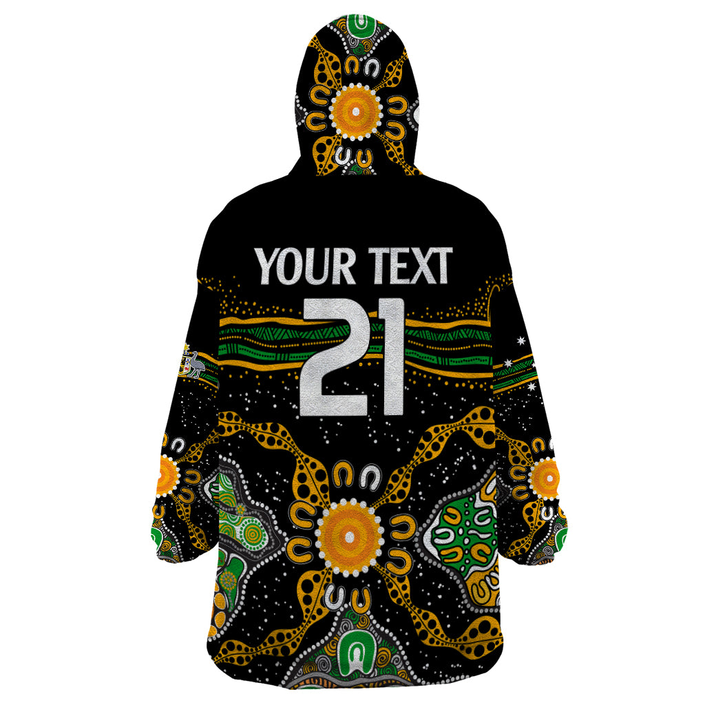 (Custom Text And Number) Matildas Australia Soccer Wearable Blanket Hoodie Aboriginal Dots Style - Vibe Hoodie Shop