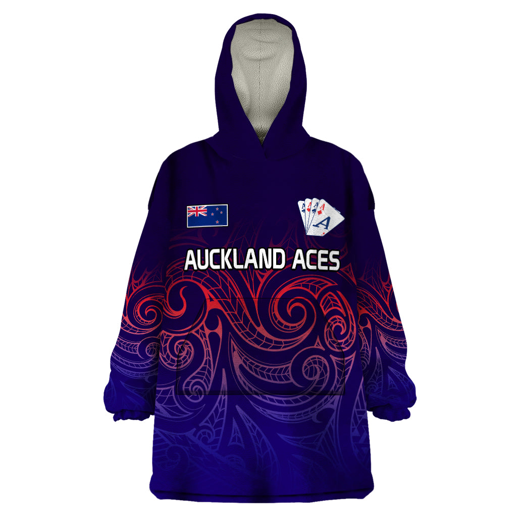 New Zealand Auckland Cricket Wearable Blanket Hoodie Maori Traditional Ethnic Style - Vibe Hoodie Shop