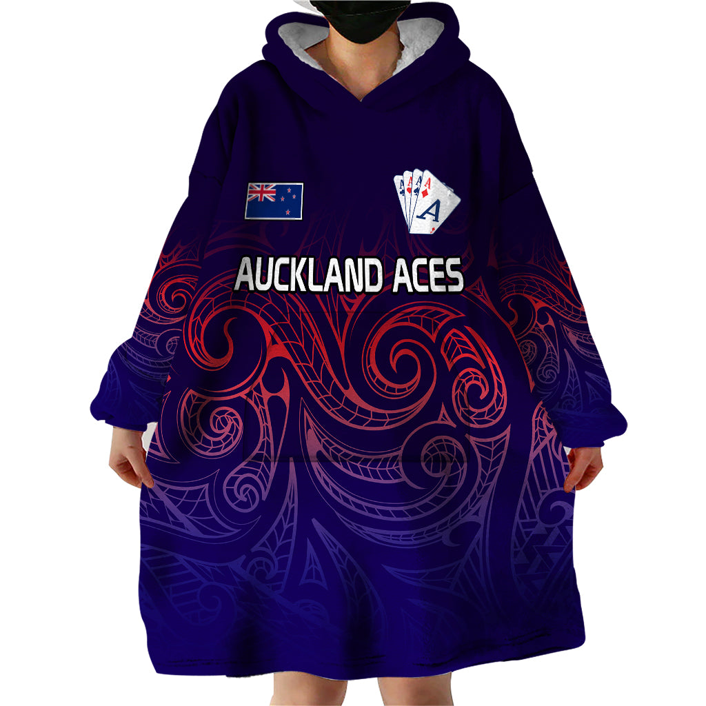 New Zealand Auckland Cricket Wearable Blanket Hoodie Maori Traditional Ethnic Style - Vibe Hoodie Shop