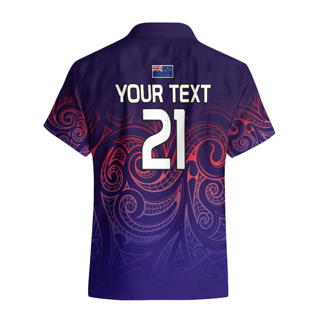 (Custom Text And Number) New Zealand Auckland Cricket Hawaiian Shirt Maori Traditional Ethnic Style - Vibe Hoodie Shop