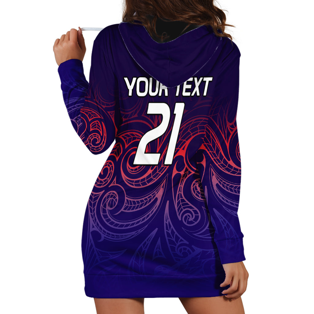 (Custom Text And Number) New Zealand Auckland Cricket Hoodie Dress Maori Traditional Ethnic Style - Vibe Hoodie Shop