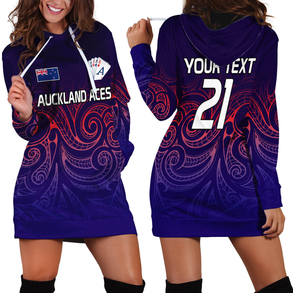 (Custom Text And Number) New Zealand Auckland Cricket Hoodie Dress Maori Traditional Ethnic Style - Vibe Hoodie Shop