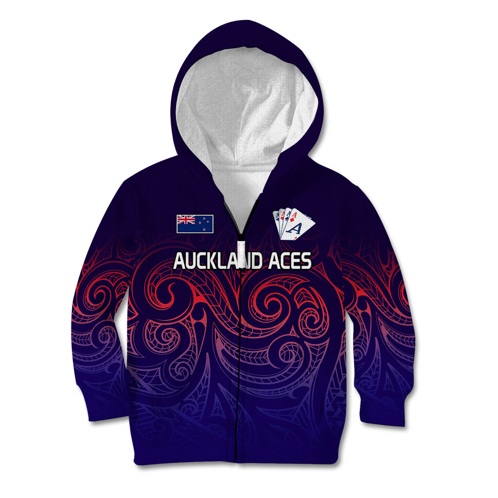 (Custom Text And Number) New Zealand Auckland Cricket Kid Hoodie Maori Traditional Ethnic Style - Vibe Hoodie Shop