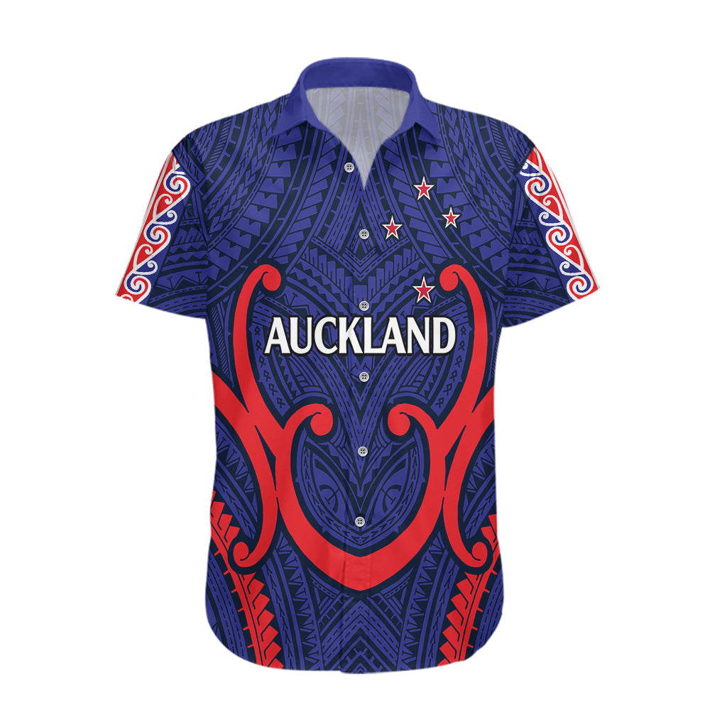 New Zealand Auckland Cricket Hawaiian Shirt Polynesian with Maori Koru - Vibe Hoodie Shop