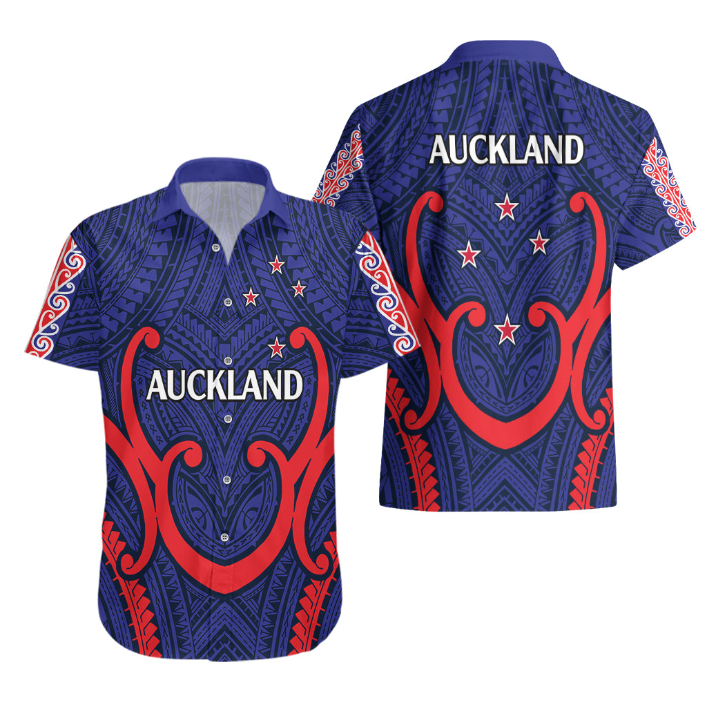 New Zealand Auckland Cricket Hawaiian Shirt Polynesian with Maori Koru - Vibe Hoodie Shop