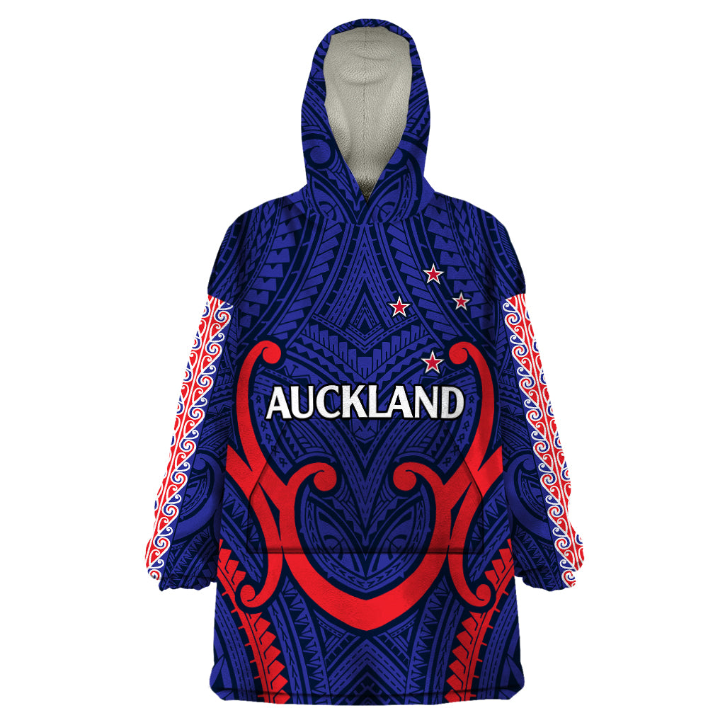 New Zealand Auckland Cricket Wearable Blanket Hoodie Polynesian with Maori Koru - Vibe Hoodie Shop