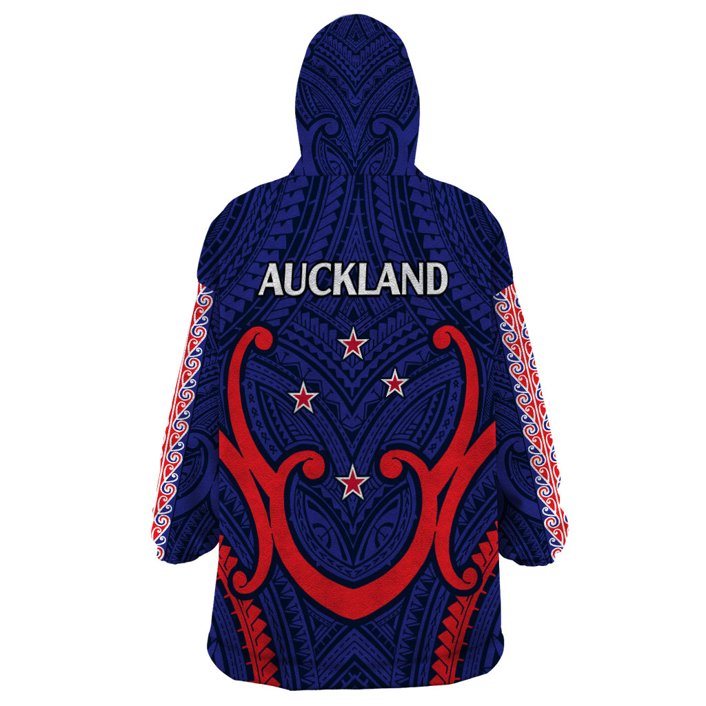 New Zealand Auckland Cricket Wearable Blanket Hoodie Polynesian with Maori Koru - Vibe Hoodie Shop