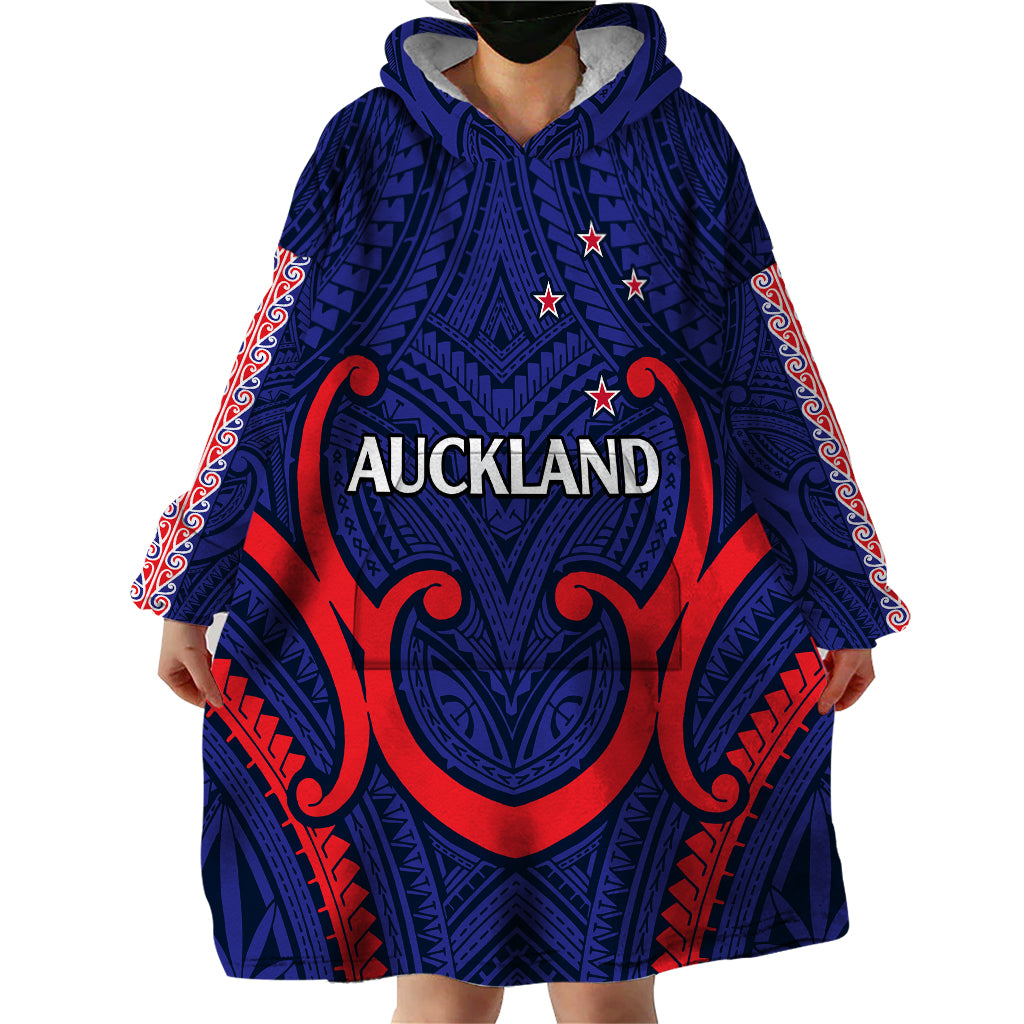 New Zealand Auckland Cricket Wearable Blanket Hoodie Polynesian with Maori Koru - Vibe Hoodie Shop