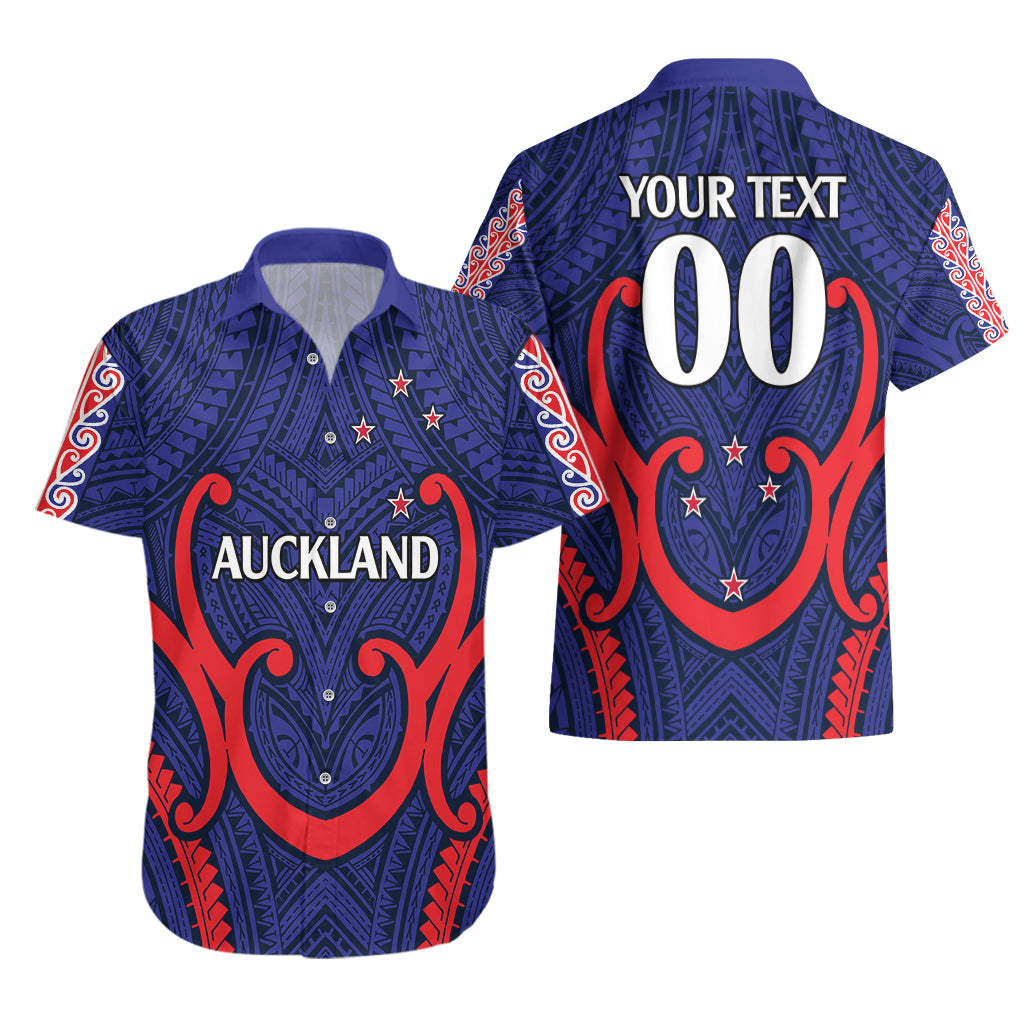(Custom Text And Number) New Zealand Auckland Cricket Hawaiian Shirt Polynesian with Maori Koru - Vibe Hoodie Shop