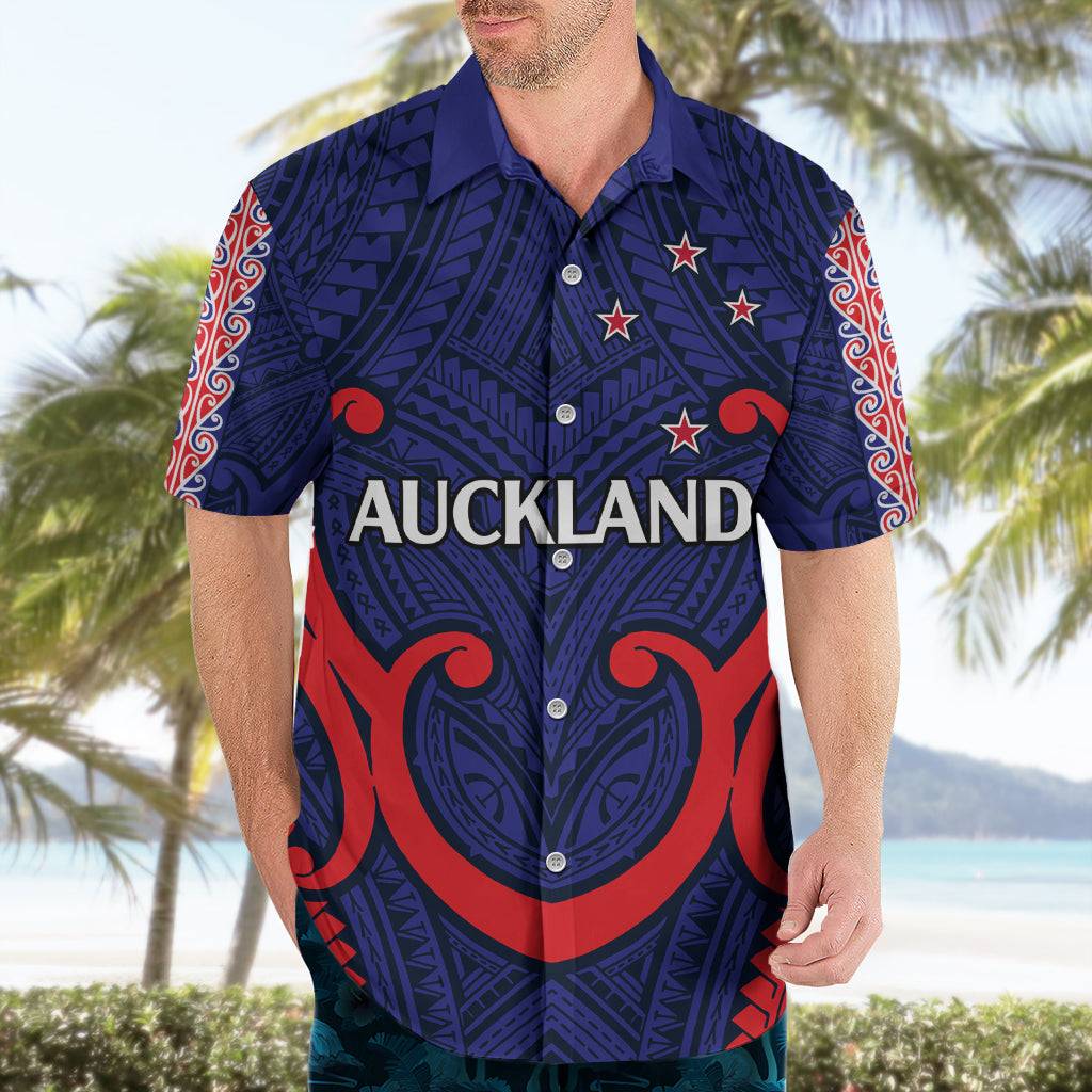 (Custom Text And Number) New Zealand Auckland Cricket Hawaiian Shirt Polynesian with Maori Koru - Vibe Hoodie Shop