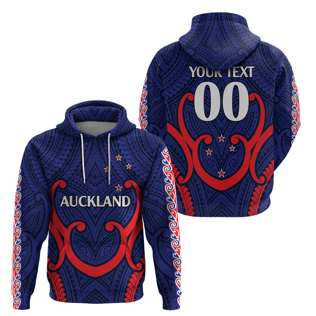 (Custom Text And Number) New Zealand Auckland Cricket Hoodie Polynesian with Maori Koru LT9 - Vibe Hoodie Shop