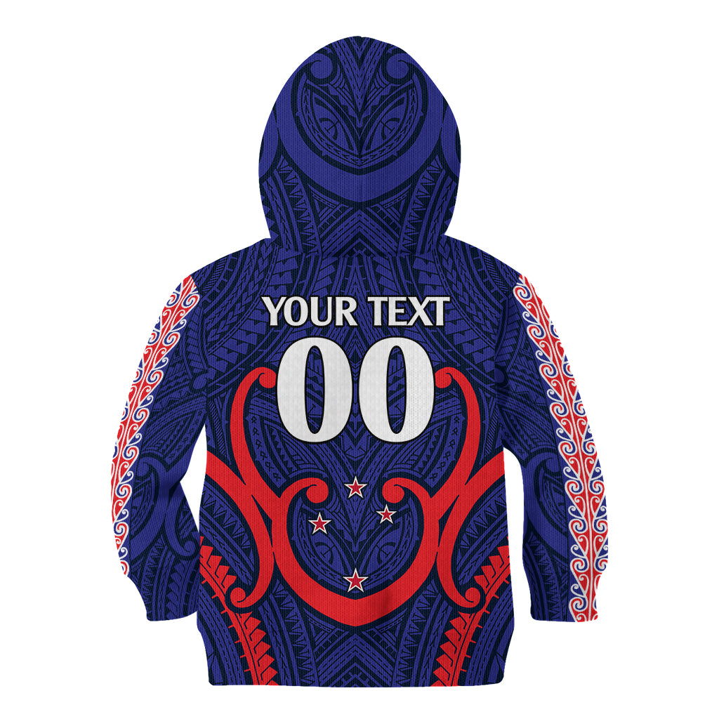 (Custom Text And Number) New Zealand Auckland Cricket Kid Hoodie Polynesian with Maori Koru - Vibe Hoodie Shop