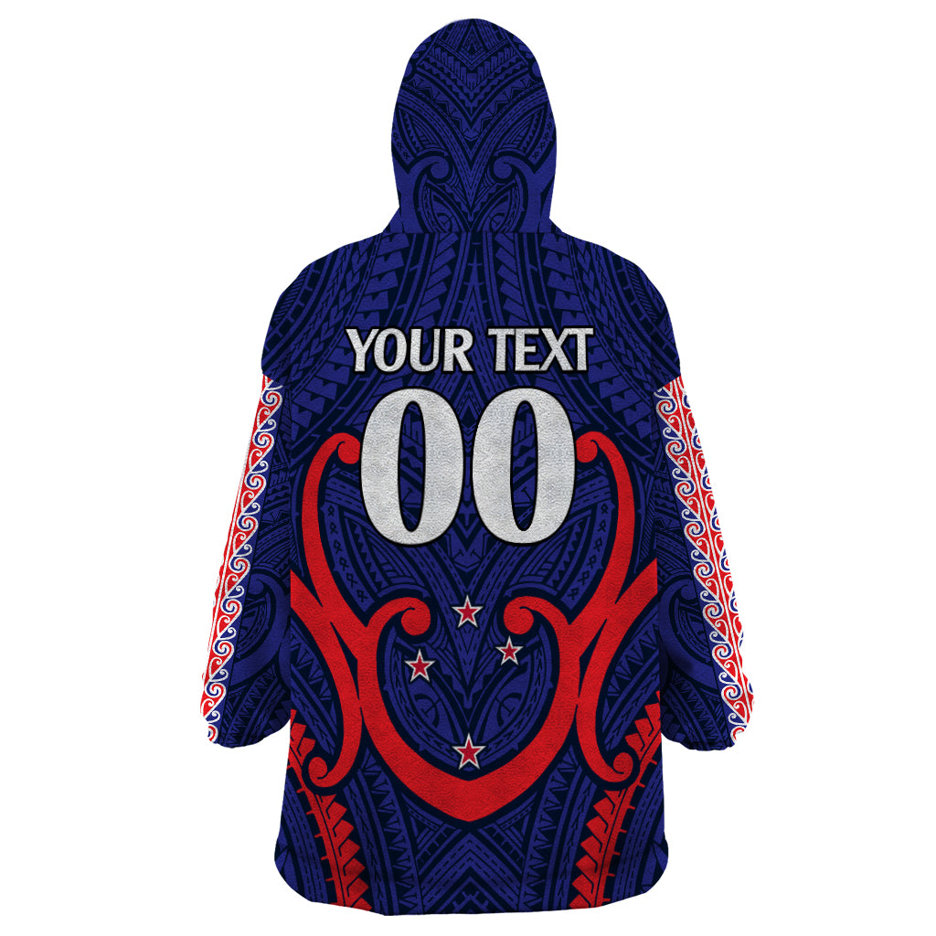 (Custom Text And Number) New Zealand Auckland Cricket Wearable Blanket Hoodie Polynesian with Maori Koru - Vibe Hoodie Shop