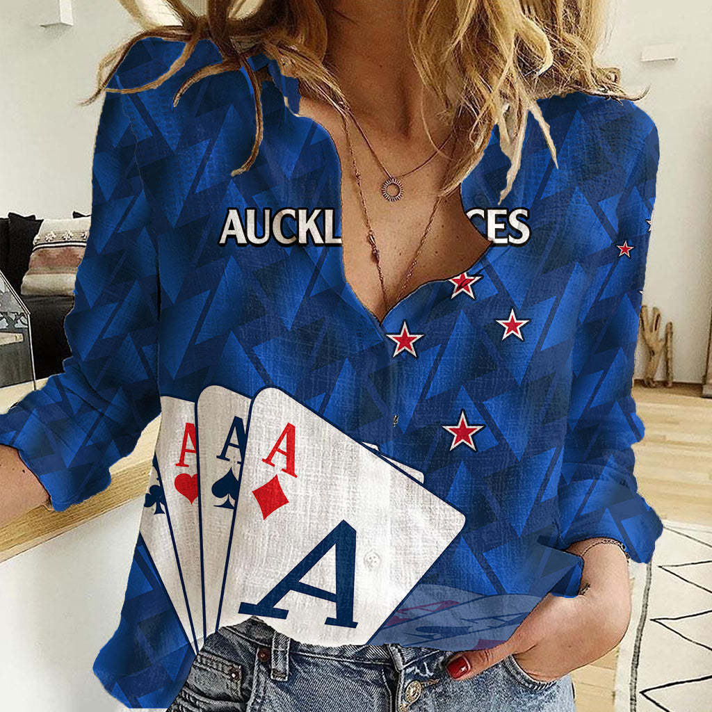 (Custom Text And Number) New Zealand Cricket Women Casual Shirt Auckland Aces Sporty Style - Vibe Hoodie Shop