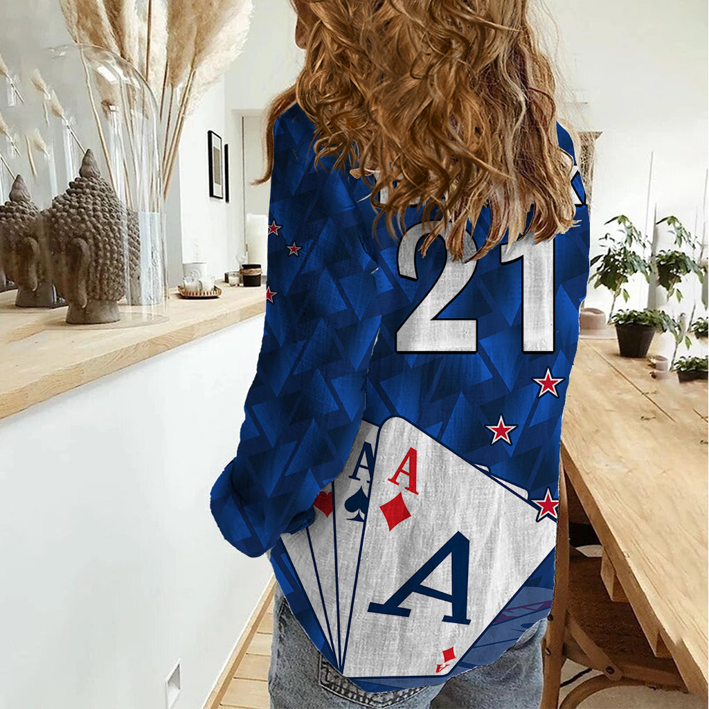 (Custom Text And Number) New Zealand Cricket Women Casual Shirt Auckland Aces Sporty Style - Vibe Hoodie Shop