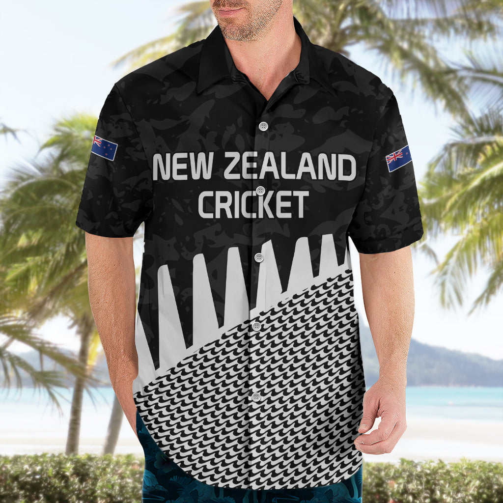 New Zealand Cricket Hawaiian Shirt Black Cap Sporty Style No1 - Vibe Hoodie Shop