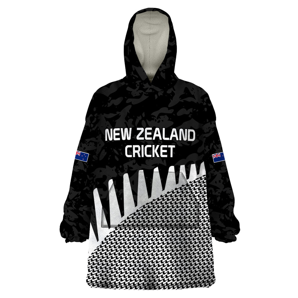 New Zealand Cricket Wearable Blanket Hoodie Black Cap Sporty Style No1 - Vibe Hoodie Shop