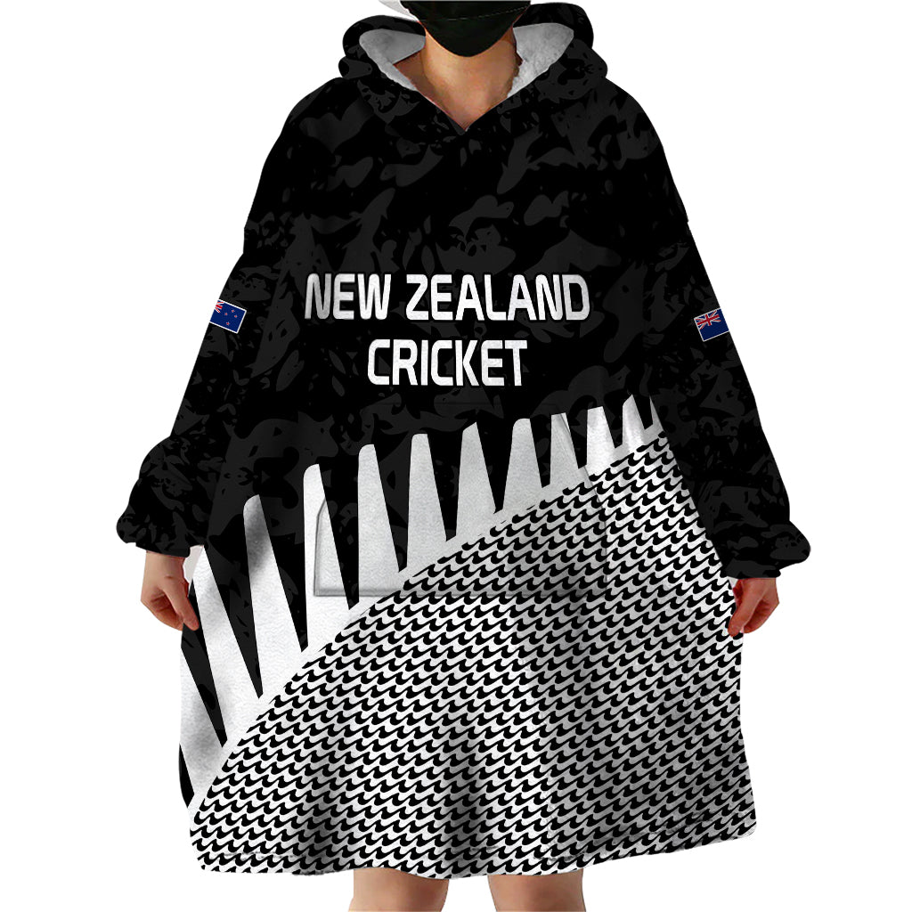 New Zealand Cricket Wearable Blanket Hoodie Black Cap Sporty Style No1 - Vibe Hoodie Shop