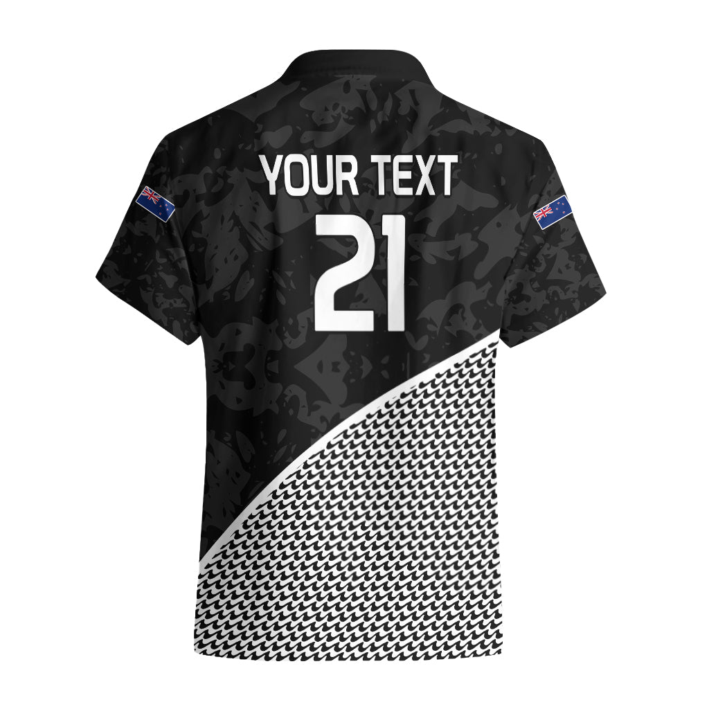 (Custom Text And Number) New Zealand Cricket Hawaiian Shirt Black Cap Sporty Style No1 - Vibe Hoodie Shop