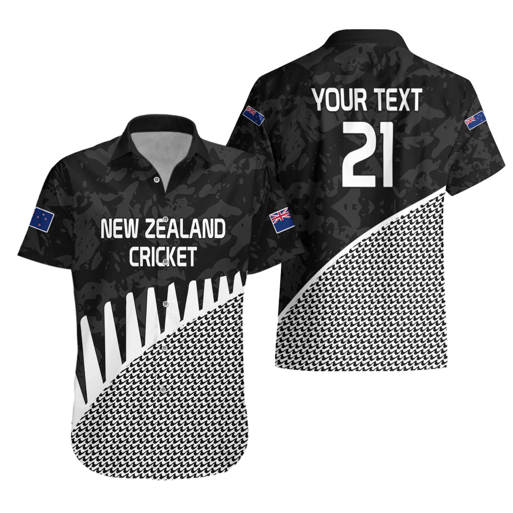 (Custom Text And Number) New Zealand Cricket Hawaiian Shirt Black Cap Sporty Style No1 - Vibe Hoodie Shop