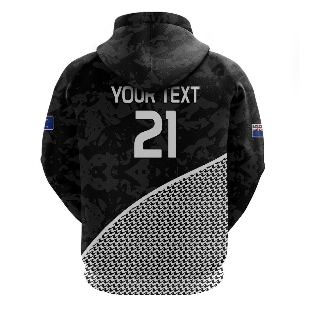 (Custom Text And Number) New Zealand Cricket Hoodie Black Cap Sporty Style No1 LT9 - Vibe Hoodie Shop