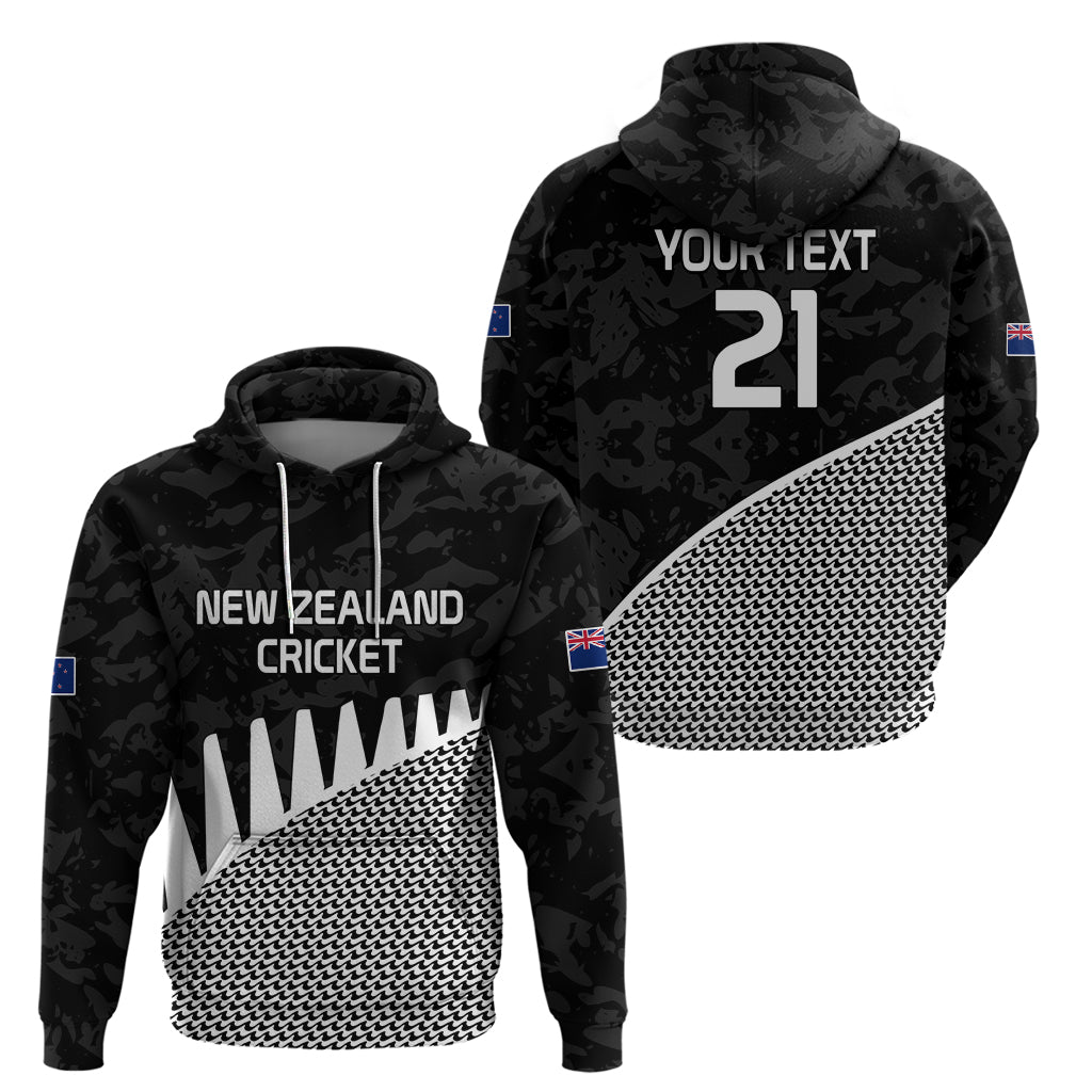 (Custom Text And Number) New Zealand Cricket Hoodie Black Cap Sporty Style No1 LT9 - Vibe Hoodie Shop