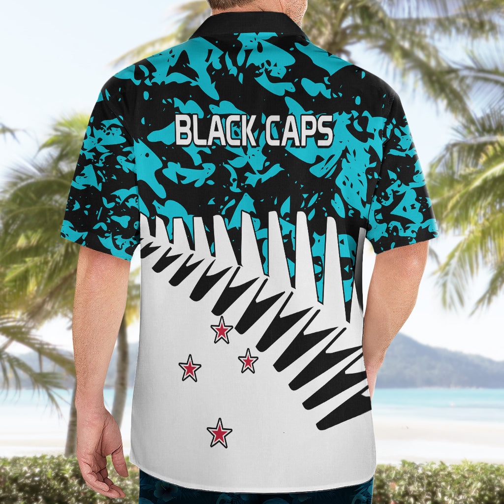 New Zealand Cricket Hawaiian Shirt Black Cap Sporty Style No2 - Vibe Hoodie Shop