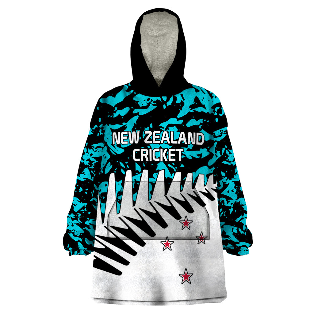 New Zealand Cricket Wearable Blanket Hoodie Black Cap Sporty Style No2 - Vibe Hoodie Shop