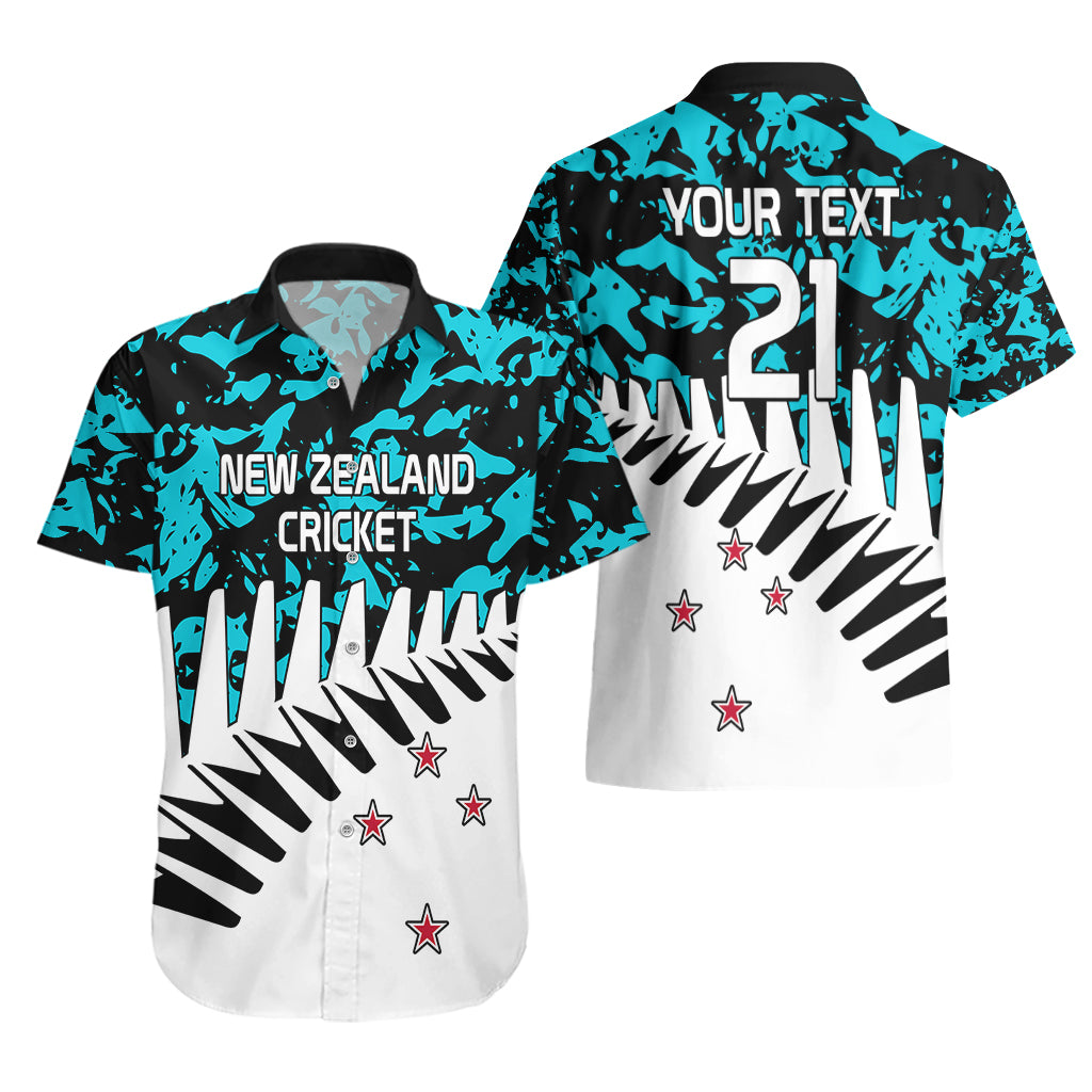 (Custom Text And Number) New Zealand Cricket Hawaiian Shirt Black Cap Sporty Style No2 - Vibe Hoodie Shop